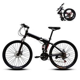 Ouumeis Bike Ouumeis 24 Inch Folding Mountain Bikes Men Women General Purpose Variable Speed Double Shock Absorption All Terrain Adult Foldable Bicycle High Carbon Steel Frame, Black, 24 Speed