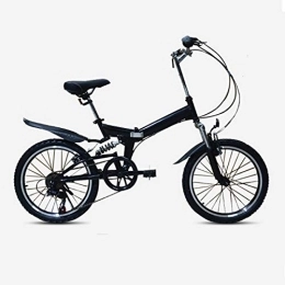 Ouumeis Bike Ouumeis Folding Mountain Bikes 20 Inch 6-Speed Variable Men Women General Purpose High Carbon Steel Frame Shock Absorption V Brake All Terrain Adult City Foldable Bicycle, Black