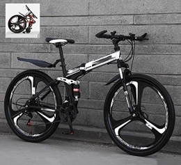 Ouumeis Folding Bike Ouumeis Folding Mountain Bikes 24 Inch 21 / 24 / 27 / 30 Speed Variable All Terrain Quick Foldable Adult Mountain Off-Road Bicycle High Carbon Steel Frame Double Shock Absorption, A, 21 Speed