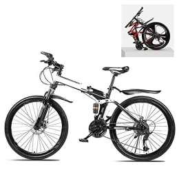 Ouumeis Folding Bike Ouumeis Folding Mountain Bikes 24 Inch 21 / 24 / 27 / 30 Speed Variable All Terrain Quick Foldable Adult Mountain Off-Road Bicycle High Carbon Steel Frame Double Shock Absorption, A, 27 Speed