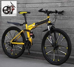 Ouumeis Folding Bike Ouumeis Folding Mountain Bikes 24 Inch 21 / 24 / 27 / 30 Speed Variable All Terrain Quick Foldable Adult Mountain Off-Road Bicycle High Carbon Steel Frame Double Shock Absorption, A, 30 Speed