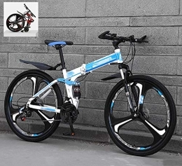 Ouumeis Folding Bike Ouumeis Folding Mountain Bikes 24 Inch 21 / 24 / 27 / 30 Speed Variable All Terrain Quick Foldable Adult Mountain Off-Road Bicycle High Carbon Steel Frame Double Shock Absorption, B, 24 Speed