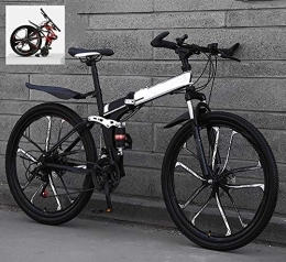 Ouumeis Folding Bike Ouumeis Folding Mountain Bikes 26 Inch 21 / 24 / 27 / 30 Speed Variable All Terrain Quick Foldable Adult Mountain Off-Road Bicycle High Carbon Steel Frame Double Shock Absorption, B, 21 Speed