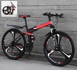 Ouumeis Folding Bike Ouumeis Folding Mountain Bikes 26 Inch 21 / 24 / 27 / 30 Speed Variable All Terrain Quick Foldable Adult Mountain Off-Road Bicycle High Carbon Steel Frame Double Shock Absorption, C, 24 Speed