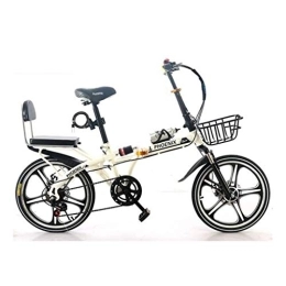 Ownlife Folding Bike Ownlife 16inch / 20inch Folding Bikes Adult Folding Bicycles Portable Suspension Small Adult Speed Bike (Color : White, Size : 16inch)