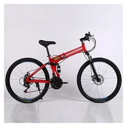 paritariny Bike paritariny Complete Cruiser Bikes, Mountain bike bicycle 24 and 26 inch 24 / 27 / 30 speed folding mountain bicycle adult Double disc bike spoke wheel bicycle (Color : Red, Size : 21)