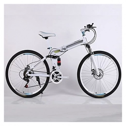 paritariny Folding Bike paritariny Complete Cruiser Bikes, Mountain bike bicycle 24 and 26 inch 24 / 27 / 30 speed folding mountain bicycle adult Double disc bike spoke wheel bicycle (Color : White, Size : 21)