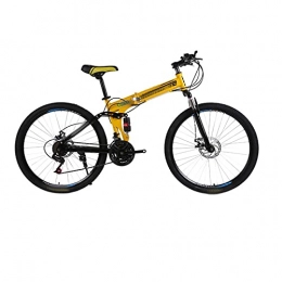 paritariny Bike paritariny Complete Cruiser Bikes, Mountain bike bicycle 24 and 26 inch 24 / 27 / 30 speed folding mountain bicycle adult Double disc bike spoke wheel bicycle (Color : Yellow, Size : 21)
