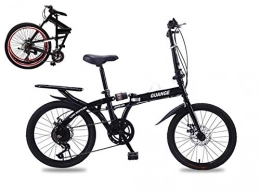 PARTAS Folding Bike PARTAS Travel Convenience Commute - 20 Inch Folding Bicycle Shift Cycling Adult Students Travel Convenience Commute - Double Disc Damping Means of Transport Work Or School, Black