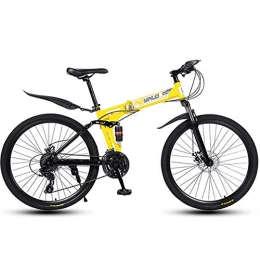PARTAS Folding Bike PARTAS Travel Convenience Commute - 30 Foldably Mountain Bike Shock Absorbing Spokes 26 Inch Bicycle Shift Folded Mountain Bike Adult Students Vehicle Speed 21 / 24 / 27, yellow, 21 speed