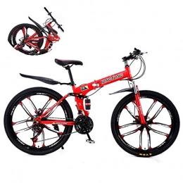 PARTAS Folding Bike PARTAS Travel Convenience Commute - Folding Mountain Bike Shock Absorber 26 Inch Bicycle Shift Folded Mountain Bike 24 Adult Students Vehicle Speed / Speed ?27, Red, 24 speed