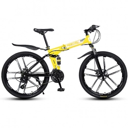 PBTRM 10 Spoke Wheels Bike Folding Mountain Bicycles 26 Inch Applicable Height 160-185Cm MTB Bikes for Men Or Women,Yellow,27 speed
