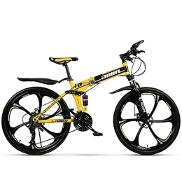 PBTRM Folding Bike PBTRM 24 / 26 Inch Mountain Bikes, 21 / 24 / 27 Speed Foldable Mountain Bike, High-Carbon Steel Frame, Hardtail Bicycles, Dual Disc Brake And Double Suspension Mens Bicycle, A26, 27 Speed