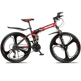 PBTRM Bike PBTRM 26 Inch Folding Mountain Bike Bicycle, Full Suspension High-Carbon Steel Mountain Bike, Men And Women's Outdoor Exercise Road Dual Disc Brakes Non-Slip Bikes, 30 speed