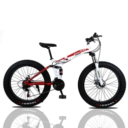 PBTRM Bike PBTRM Folding Fat Tire Bike for Adults, 24 / 26 Inch Full Suspension Mountain Bikes, 7 / 21 / 24 / 27 Speed High Carbon Steel Frame Wide Tire Mountain Bike, Dual Disc Brake, Can Bear 150KG, A21 speed, 26