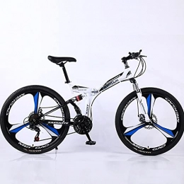 PBTRM Folding Bike PBTRM Folding Mountain Bike City Bike 24 Inch / 26 Inch, High-Carbon Steel Folding Frame, Double Shock Absorption Front And Rear, Double Disc Brakes, White, 24 inch / 26 inch