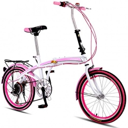 peipei Folding Bike peipei Folding Bicycle 20 Inch Variable Speed Student Men and Women Bike Adult Double Disc Brake Young People-Pink_20inch