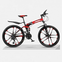 PengYuCheng Bike PengYuCheng Full suspension mountain folding bicycle 24 speed bicycle 26 inch men's mountain bike disc brake city bicycle, fully adjustable front and rear suspension, off-road bicycle q1