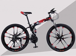 PengYuCheng Bike PengYuCheng Full suspension mountain folding bicycle 24 speed bicycle 26 inch men's mountain bike disc brake city bicycle, fully adjustable front and rear suspension, off-road bicycle-q5
