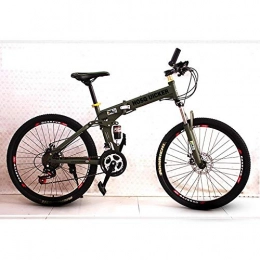 PengYuCheng Bike PengYuCheng Full suspension mountain folding bicycle 24 speed bicycle 26 inch men's mountain bike disc brake city bicycle, fully adjustable front and rear suspension, off-road bicycle q6