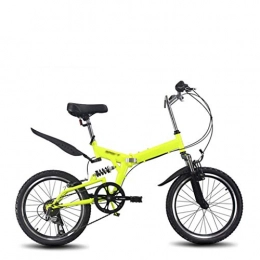 PHH Bike PHH 20 Inch Shock-absorbing Folding Variable Speed Bicycle Female Male Adult Student Ultralight Portable Folding Leisure Bicycle (Color : Yellow)