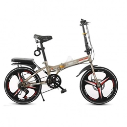 PHH Folding Bike PHH Adult Folding Bicycle Ultra-light Portable Variable Speed Mountain Bike 20 Inches Suitable for Various Road Sections (Color : BROWN, Size : 20 INCHES)