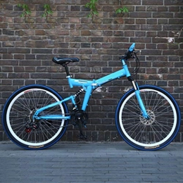 PHY Folding Bike PHY Mens Mountain Bike Biking 24 / 26 Inch 21 Speed Folding Blue Cycle with Disc Brakes, 24 inch