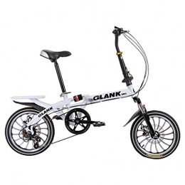  Folding Bike Piasnhaoah4 20-Inch Folding Bicycle, Variable Speed Portable Mini Bike for Students Children, Lightweight Foldable Damping Bicycle Shock Absorption City Bikes (White)