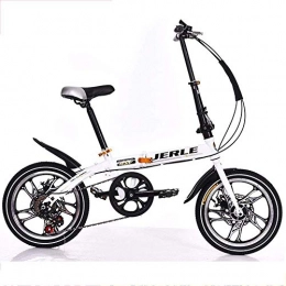 Pkfinrd Folding Bike Pkfinrd 14 / 16 Inch Folding Speed Bicycle - Folding Bicycle Speed Adult Male Girl Mountain Bike Single Speed Car Speed Car, Black, 16inches (Color : White, Size : 16inches)