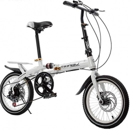 Pkfinrd Folding Bike Pkfinrd 14 Inch 16 Folding Speed Bicycles for Men And Women Children's Anti-Skid Shock Absorbers Mountain Bike - Wear-Resistant Anti-Skid Foldable, Green, 14inches (Color : White, Size : 16inches)