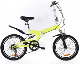 Pkfinrd Folding Bike Pkfinrd 20 Inch Folding Bicycle Shifting - Male And Female Bicycles - Adult Children Students High Carbon Steel Damping Mountain Bike, Yellow (Color : Yellow)