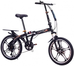 Pkfinrd Folding Bike Pkfinrd 20 Inch Folding Bicycle - Shock Absorption Double Disc Brakes Shift One Wheel Male And Female Students Adult Bicycle, Black (Color : Black)