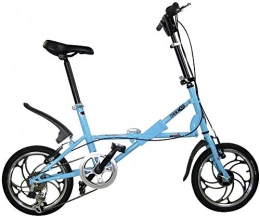 Pkfinrd Bike Pkfinrd Folding Bicycle-Folding Car 16 Inch V Brake Speed Bicycle Adult Child Bicycle Student Bicycle, Black (Color : Blue)