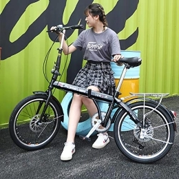 PLLXY Folding Bike PLLXY Portable Commuter Folding Bike, Ultra Light Adult City Bicycle, Foldable Mountain Bike Suspension For Men Women C 20in