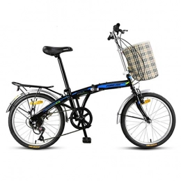 Creing Folding Bike Portable 20 Inch Bike 7 Speed Fold Bicycle Lightweight High Carbon Steel Frame For Adult, black