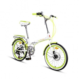Creing Folding Bike Portable 20 Inch Bike 7 Speed Fold Bicycle Lightweight High Carbon Steel Frame For Adult, green
