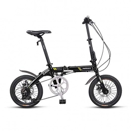 Bikettbd Bike Portable Folding Bike, 7-Speed 16-Inch Wheels, Double Disc Brake, Aluminum Alloy Frame, Youth Folding Bicycle Great for City Riding and Commuting