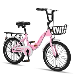  Folding Bike Portable Lightweight Folding City Bike, Single-speed Dual Disc Brakes, Comfortable Saddle, Foldable Bicycles Suitable for Men Women Teenagers, Pink(Size:22 inch)