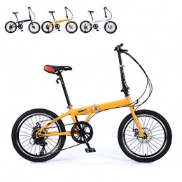 DYWOZDP Folding Bike Portable Outroad Folding Bicycle Bike, 18 Inch Shockabsorption City Bicycle, Lightweight Foldable Speed Bicycle Damping Bicycle for Students, Office Workers, Urban Environment And Commuting, Orange