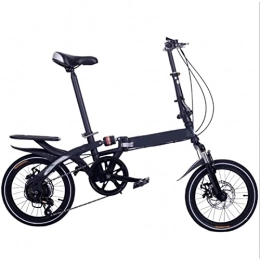 BaiHogi Folding Bike Professional Racing Bike, 14 / 16Iinch Foldable Bicycle, Variable Speed Portable Double Disc Brake Lightweight Folding Bike for Adult Student Children, 6-speed Folding Bicycle High Carbon Steel Material