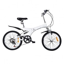 BaiHogi Folding Bike Professional Racing Bike, 20 inch folding bike, 6 speed mountain bike, student gift bike, speed bike, portable folding bicycle (Color : White, Size : -)