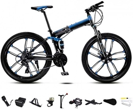 BaiHogi Folding Bike Professional Racing Bike, 24 inch MTB Bicycle Unisex Folding Commuter Bike 30-Speed Gears Foldable Mountain Bike Off-Road Variable Speed Bikes for Men and Women Double Disc Brake / Blue-Blue, 21 Speed