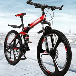 BaiHogi Bike Professional Racing Bike, 26 in Mens Mountain Bike Daul Disc Brake 21 / 24 / 27 Speed Folding Bicycle Front Suspension MTB High-Tensile Carbon Steel Frame for a Path, Trail &Amp; Mountains / Red / 27 Speed