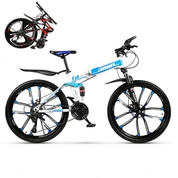 BaiHogi Folding Bike Professional Racing Bike, Foldable Adult Mountain Bikes, Folding Outroad Bicycles, Folded Within 15 Seconds Folding Bike, for 21 * 24 * 27 * 30 Speed 24 * 26in Men and Women Outdoor MTB Bicycle
