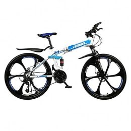 PsWzyze Bike PsWzyze Folding Mountain Bike, 24 inch 21 variable speed portable folding bicycle, mountain bike bicycle for adult students outdoor, off-road vehicle mountain bike-blue