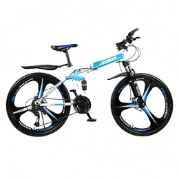 PsWzyze Bike PsWzyze Variable Speed Bicycle Folding, Adult folding city bike, 26-inch 21-speed wheel mountain cross-country bike, high-carbon steel folding cross-country bike-blue