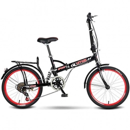 PUEEPDEE Bike PUEEPDEE foldable bicycle 20inch Portable Folding Bicycle Shock-absorbing Bicycle Women and Man City Commuter Bicycle, Red-Black (Color : 6 Speeds)