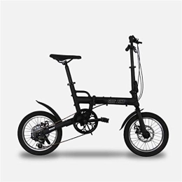 PXQ Folding Bike PXQ Folding Bike for Adult and Boy Ultralight Aluminum Alloy Frame City Commuter Bicycle16 Inch, Dual Disc Brake and Import SHIMANO 6 Speed, Black