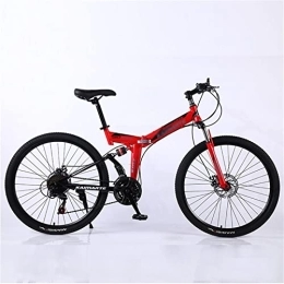 QCLU Bike QCLU 24 Inch Foldable Mountain Bike, Disc Brakes Hardtail MTB, Trekking Bike Men Bike Girls Bike, Full Suspension Mountain Bike, 21 Speed (Color : Red)