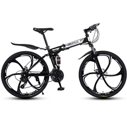 QCLU Bike QCLU 26 Inch Mountain Bike, Unisex Folding Bike, Freewheel Derailleur Gears, Foldable Mountain Bike Men, Full Suspension, Ladies Bike, 24speed (Color : Black, Size : 21-Speed)